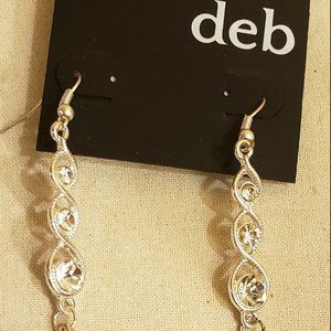Teardrop dangle earrings w/ rhinestones & chains